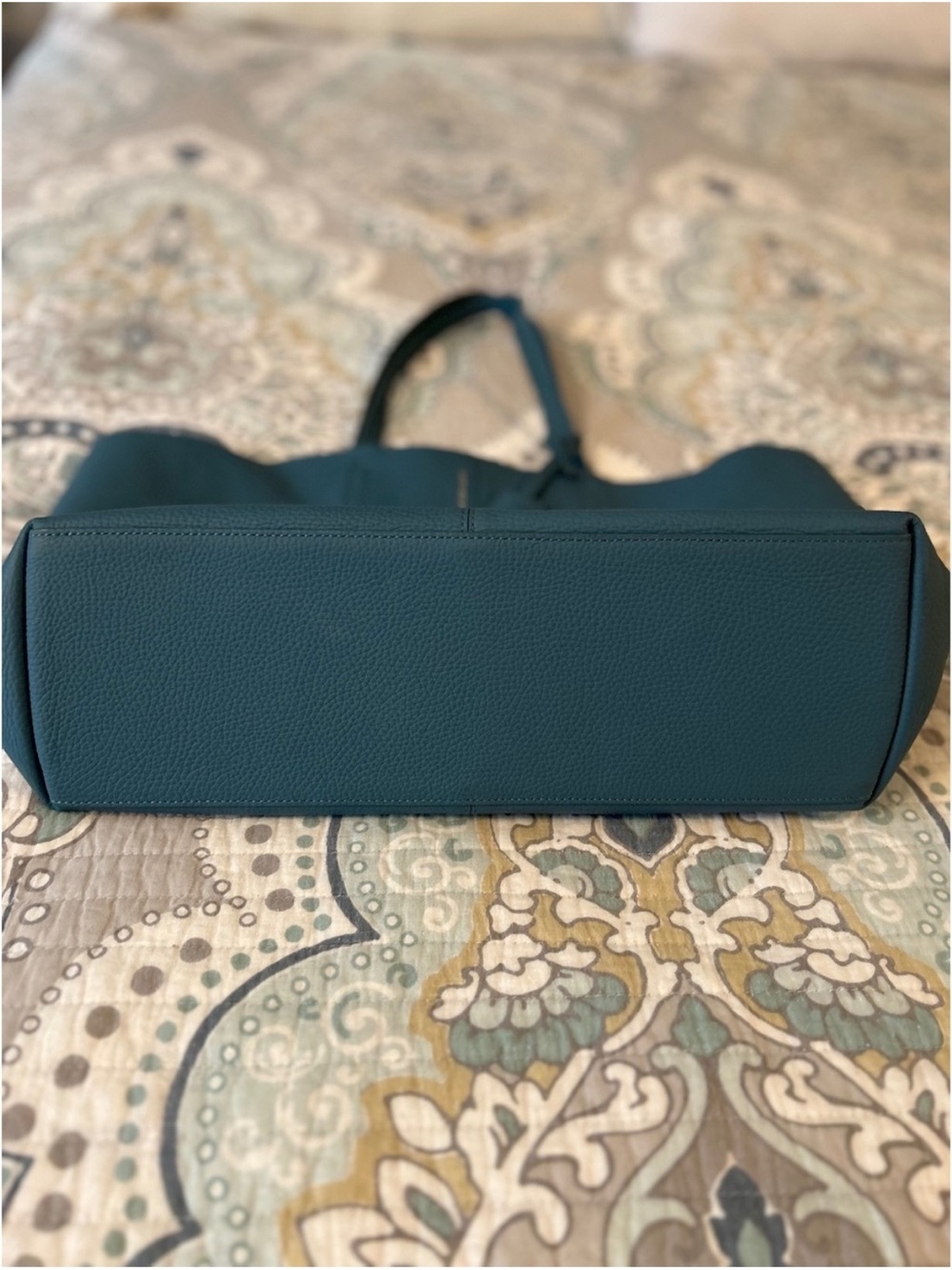 Maison de Sabre Blue Leather Tote Bag with Interior Pockets - Picture 9 of 11
